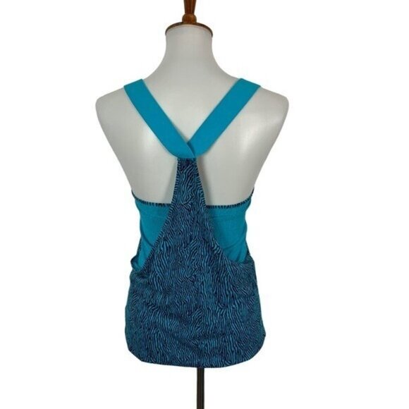 Nike Blue Zebra Print Racerback Tank Top Small Activewear Athletic Y2K Vibes - Picture 4 of 6